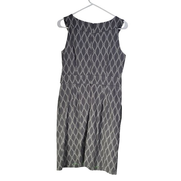 Robbie Bee Women SZ 6  Sleeveless Geometric Print Gray/White Lined Sheath Dress - Picture 2 of 11